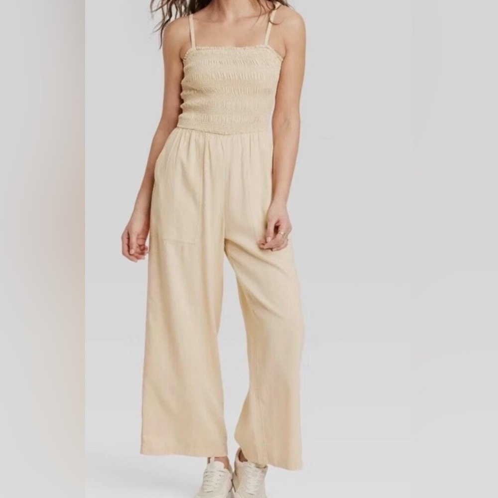 Universal Thread Women's Tan Wide-Leg Romper